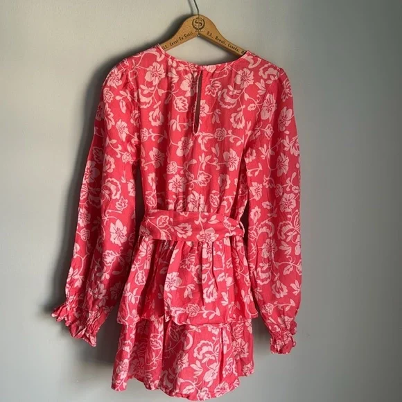 RAMY BROOK Jolie linen Floral Mini Tiered Dress Small - Picture 3 of 16